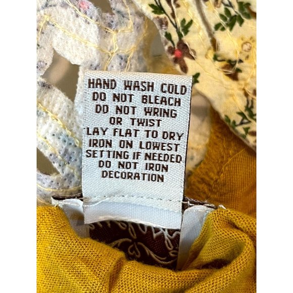 Eyelash Couture Women 100% Cotton Blouse Top Sleeveless Ruffle Neck Yellow SZ XL - Picture 6 of 6